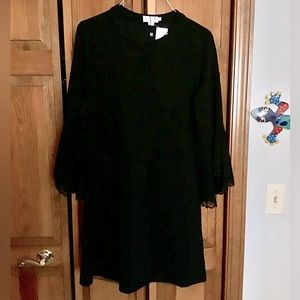 Molly Bracken NWT black dress with bell lace sleeves, size L